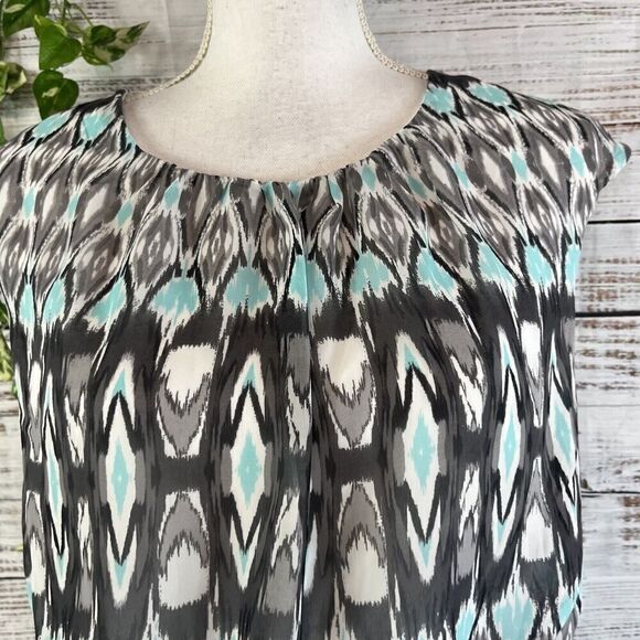 Robbie Bee Dress size 8 Blue Gray Sheer Straight Above Knee Wedding Guest Dinner - Picture 6 of 16